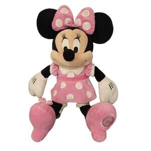 Disney Store Minnie Mouse 14.5" Plush Stuffed Animal Toy Pink Bow Collectible